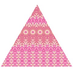 Boho Pink Floral Pattern Wooden Puzzle Triangle by SpinnyChairDesigns