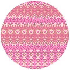 Boho Pink Floral Pattern Wooden Bottle Opener (round) by SpinnyChairDesigns