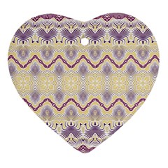 Boho Violet Yellow Ornament (heart) by SpinnyChairDesigns