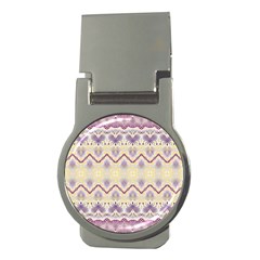 Boho Violet Yellow Money Clips (round)  by SpinnyChairDesigns