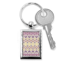 Boho Violet Yellow Key Chain (rectangle) by SpinnyChairDesigns