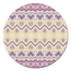 Boho Violet Yellow Magnet 5  (round) by SpinnyChairDesigns