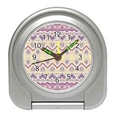 Boho Violet Yellow Travel Alarm Clock by SpinnyChairDesigns