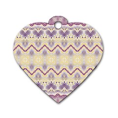 Boho Violet Yellow Dog Tag Heart (two Sides) by SpinnyChairDesigns