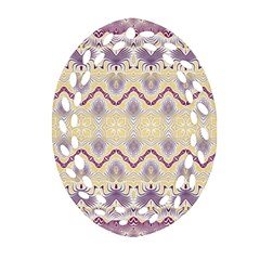 Boho Violet Yellow Oval Filigree Ornament (two Sides) by SpinnyChairDesigns