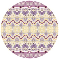 Boho Violet Yellow Wooden Puzzle Round by SpinnyChairDesigns