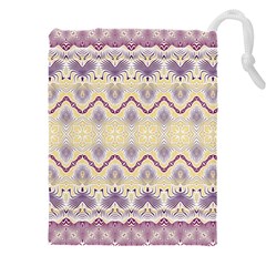 Boho Violet Yellow Drawstring Pouch (5xl) by SpinnyChairDesigns