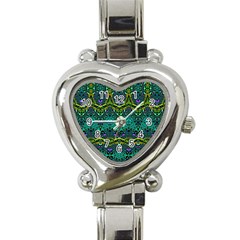 Boho Emerald Green Heart Italian Charm Watch by SpinnyChairDesigns