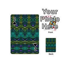 Boho Emerald Green Playing Cards 54 Designs (mini) by SpinnyChairDesigns