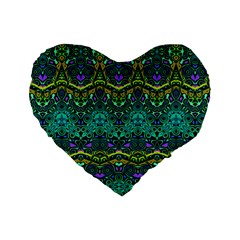 Boho Emerald Green Standard 16  Premium Heart Shape Cushions by SpinnyChairDesigns