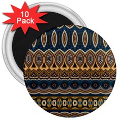 Boho Brown Blue 3  Magnets (10 Pack)  by SpinnyChairDesigns