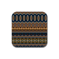 Boho Brown Blue Rubber Square Coaster (4 Pack)  by SpinnyChairDesigns