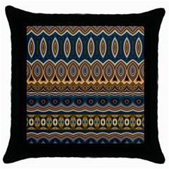 Boho Brown Blue Throw Pillow Case (black) by SpinnyChairDesigns