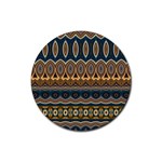 Boho Brown Blue Rubber Coaster (Round)  Front