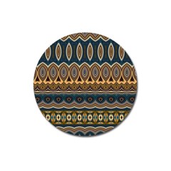 Boho Brown Blue Magnet 3  (round) by SpinnyChairDesigns