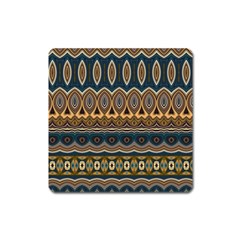 Boho Brown Blue Square Magnet by SpinnyChairDesigns