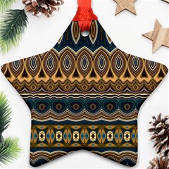 Boho Brown Blue Star Ornament (two Sides) by SpinnyChairDesigns