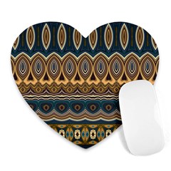 Boho Brown Blue Heart Mousepads by SpinnyChairDesigns