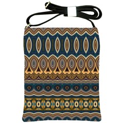 Boho Brown Blue Shoulder Sling Bag by SpinnyChairDesigns