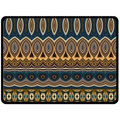 Boho Brown Blue Fleece Blanket (large)  by SpinnyChairDesigns