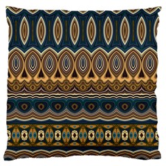 Boho Brown Blue Large Cushion Case (two Sides) by SpinnyChairDesigns