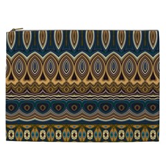 Boho Brown Blue Cosmetic Bag (xxl) by SpinnyChairDesigns