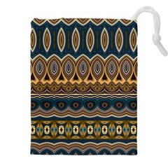 Boho Brown Blue Drawstring Pouch (4xl) by SpinnyChairDesigns