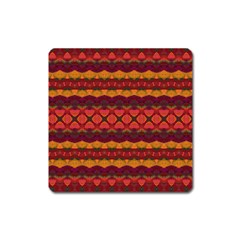 Boho Red Gold Square Magnet by SpinnyChairDesigns