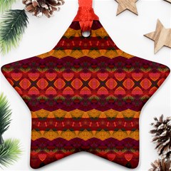 Boho Red Gold Star Ornament (two Sides) by SpinnyChairDesigns