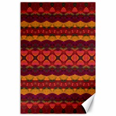 Boho Red Gold Canvas 24  X 36  by SpinnyChairDesigns