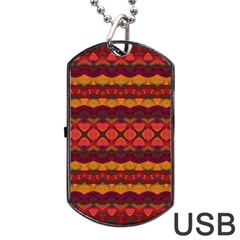 Boho Red Gold Dog Tag Usb Flash (one Side) by SpinnyChairDesigns