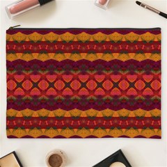 Boho Red Gold Cosmetic Bag (xxxl) by SpinnyChairDesigns