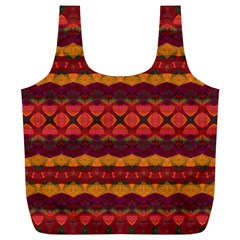 Boho Red Gold Full Print Recycle Bag (xl) by SpinnyChairDesigns