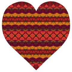 Boho Red Gold Wooden Puzzle Heart by SpinnyChairDesigns