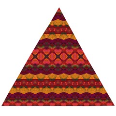 Boho Red Gold Wooden Puzzle Triangle by SpinnyChairDesigns