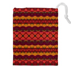 Boho Red Gold Drawstring Pouch (4xl) by SpinnyChairDesigns