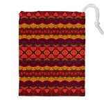 Boho Red Gold Drawstring Pouch (5XL) Front