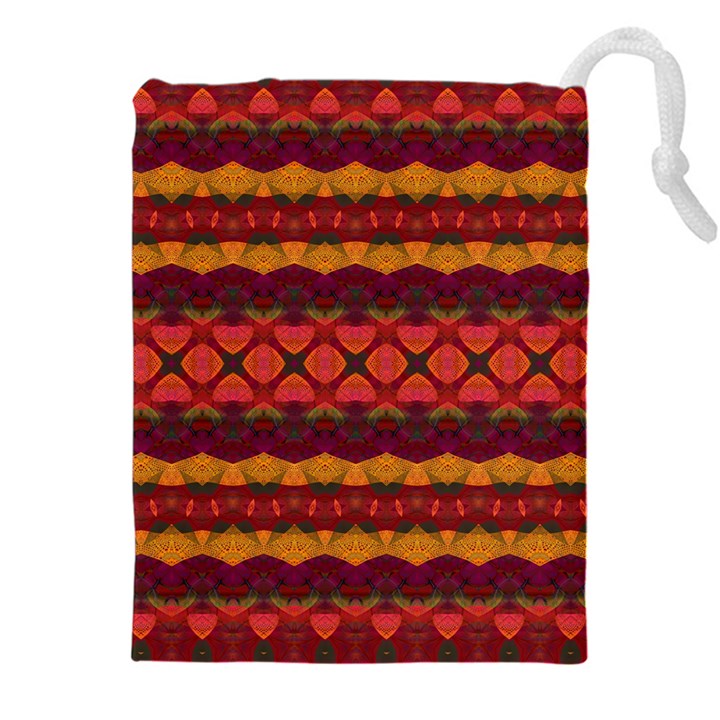 Boho Red Gold Drawstring Pouch (5XL)