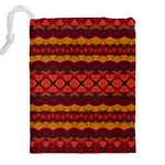 Boho Red Gold Drawstring Pouch (5XL) Back