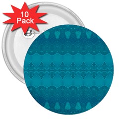 Boho Teal Pattern 3  Buttons (10 Pack)  by SpinnyChairDesigns