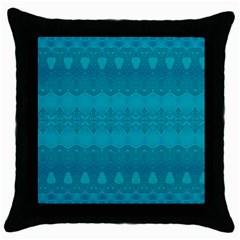 Boho Teal Pattern Throw Pillow Case (black) by SpinnyChairDesigns