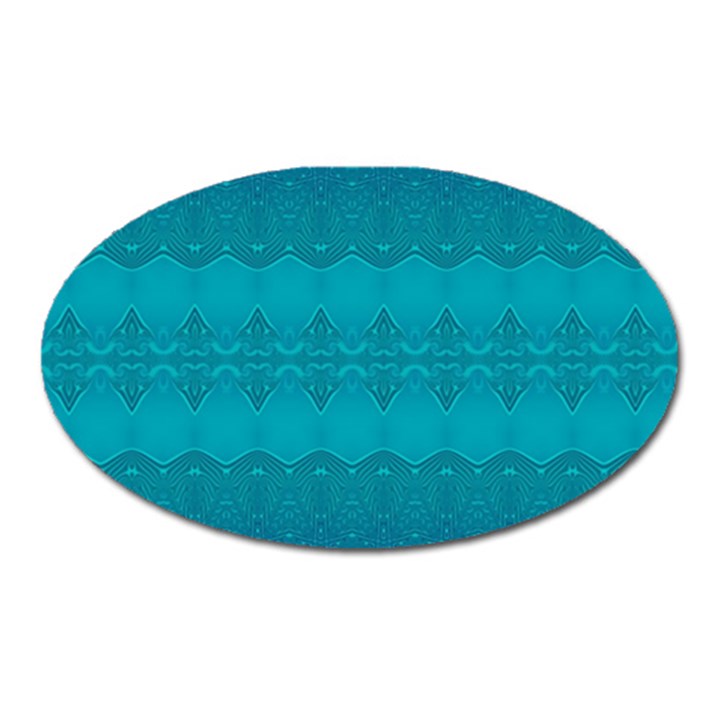 Boho Teal Pattern Oval Magnet