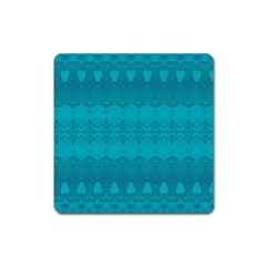 Boho Teal Pattern Square Magnet by SpinnyChairDesigns