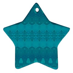 Boho Teal Pattern Star Ornament (two Sides) by SpinnyChairDesigns