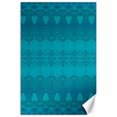 Boho Teal Pattern Canvas 24  X 36  by SpinnyChairDesigns