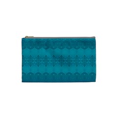 Boho Teal Pattern Cosmetic Bag (small) by SpinnyChairDesigns