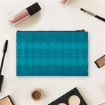 Boho Teal Pattern Cosmetic Bag (Medium) Back