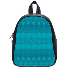 Boho Teal Pattern School Bag (small) by SpinnyChairDesigns