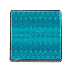 Boho Teal Pattern Memory Card Reader (square 5 Slot) by SpinnyChairDesigns