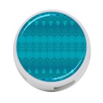 Boho Teal Pattern 4-Port USB Hub (One Side) Front